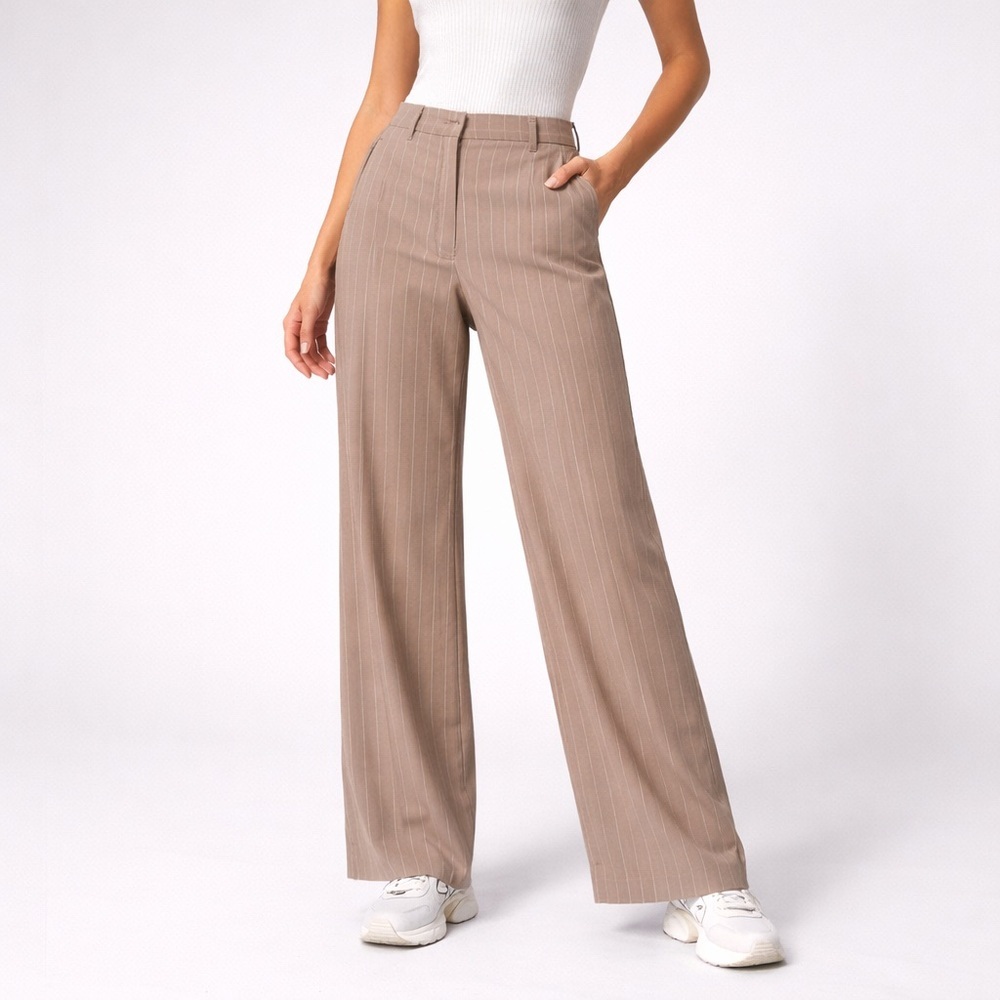 Gunex Women's Pinstriped Wide-Leg Pants Made in Italy